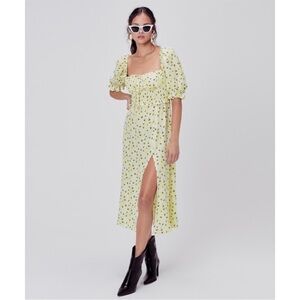 For Love & Lemons Chrysanthemum Midi Dress Lemonade